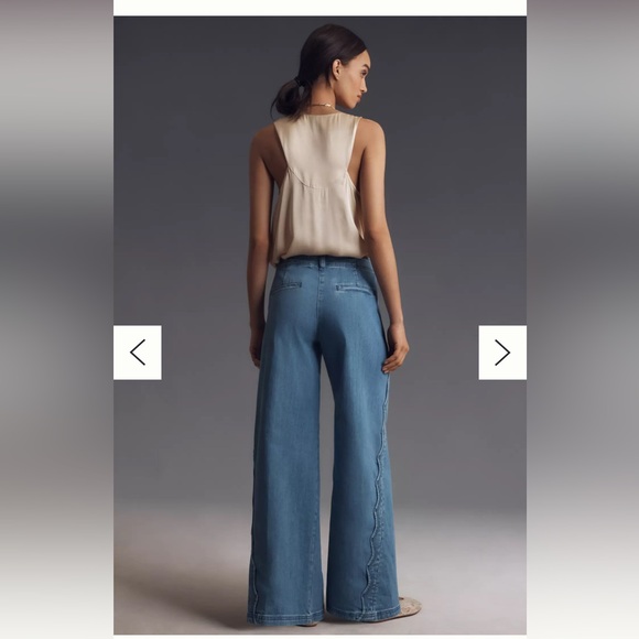 Maeve Anthropologie Wide-Leg Scalloped Edge Women's Jeans - Picture 3 of 9